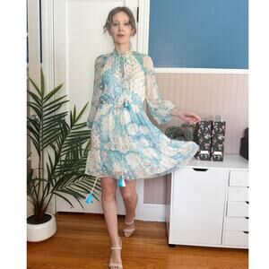 NWT HEMANT & NANDITA Kayio Blush Mini Dress ruffled chiffon 3180